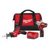 MILW 2491-22 - Milwaukee M12 2491-22 Cordless Combination Kit, Tools: Impact Driver, Reciprocating Saw, 12 VDC, 1.5 Ah Lithium-Ion Battery, 1/4 in Hex Shank, 850 in-lb Impact Driver, 5.2 in L x 19.2 in W x 10.83 in H