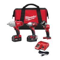 MILW 2696-23 - Milwaukee M18 2696-23 Cordless Combination Kit, Tools: Compact Impact, Impact Wrench, 18 VDC, Lithium-Ion, Keyless Blade
