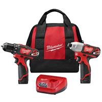 MILW 2494-22 - Milwaukee M12 2494-22 2-Tool Cordless Combination Kit, Tools: Drill, Impact Driver, 12 VDC, 1.5 Ah Lithium-Ion Battery, Keyed Blade
