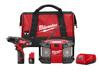 MILW 2492-22 - Milwaukee M12 2492-22 Cordless Combination Kit, Tools: Drill, 12 VDC, 1.5 Ah Lithium-Ion, 3.8 in Drill