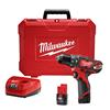 MILW 2408-22 - Milwaukee M12 2408-22 Cordless Hammer Drill/Driver Kit, 3/8 in Keyless Chuck, 12 VDC, 400/1500 rpm No-Load, Lithium-Ion Battery