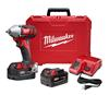 MILW 2658-22 - Milwaukee M18 2658-22 Compact Cordless Impact Wrench Kit With Friction Ring, 3/8 in Straight Drive, 0 to 3350 bpm, 167 ft-lb Torque, 18 VDC, 6 in OAL