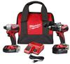 MILW 2893-22CX - Milwaukee M18 2893-22 2-Tool Brushless Cordless Combination Kit, Tools: Hammer Drill, 3-Speed Impact Driver, 18 VDC, 4 Ah Lithium-Ion REDLITHIUM Battery, 2000/3400 rpm, 1/2 in Chuck